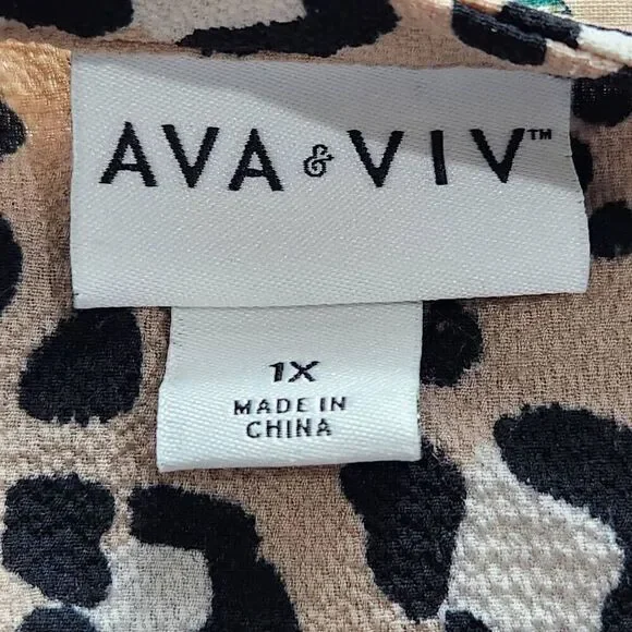 Ava & Viv animal print v neck knit dress pockets Size 1X leopard - Picture 5 of 6